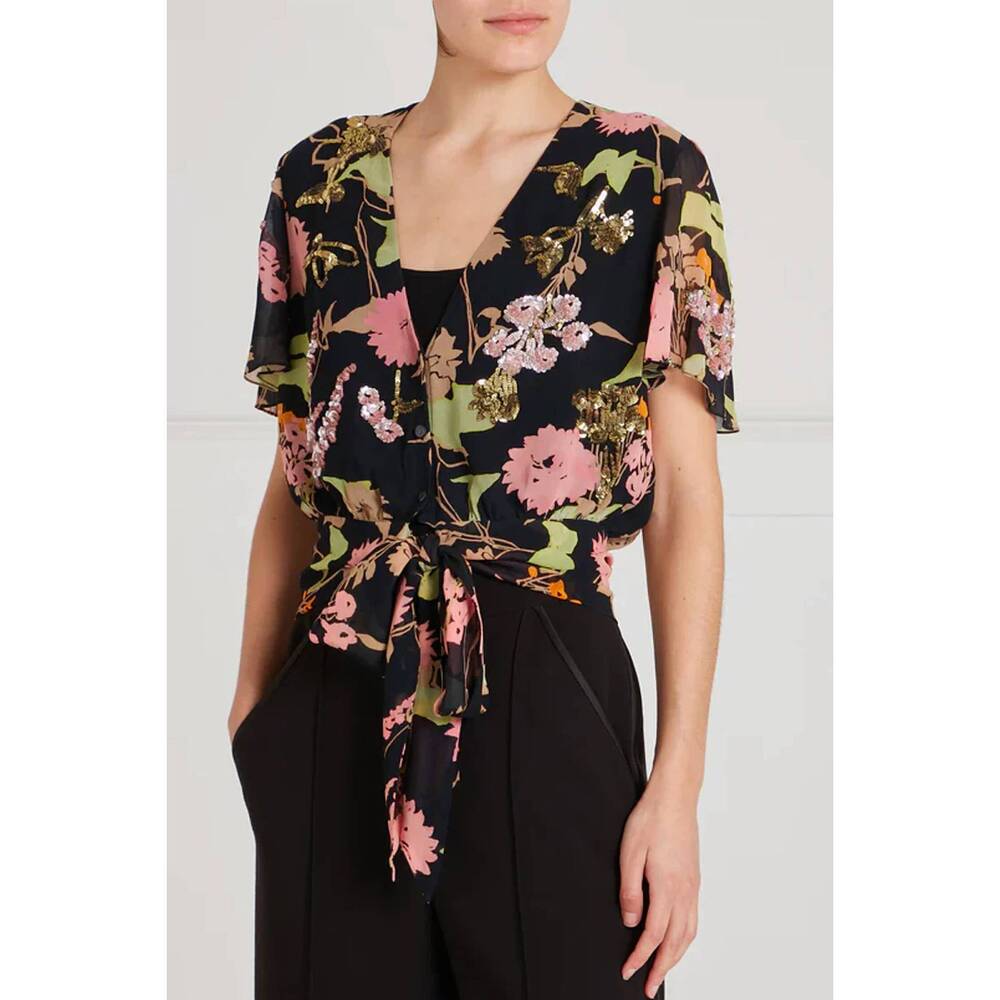 NEW TEMPERLEY LONDON maisie blouse in black mix